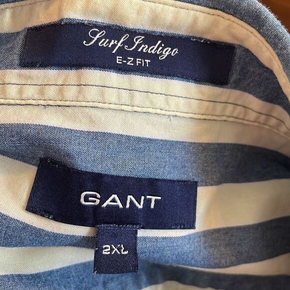 Gant cream & blue vertical striped shirt - Picture 10 of 12